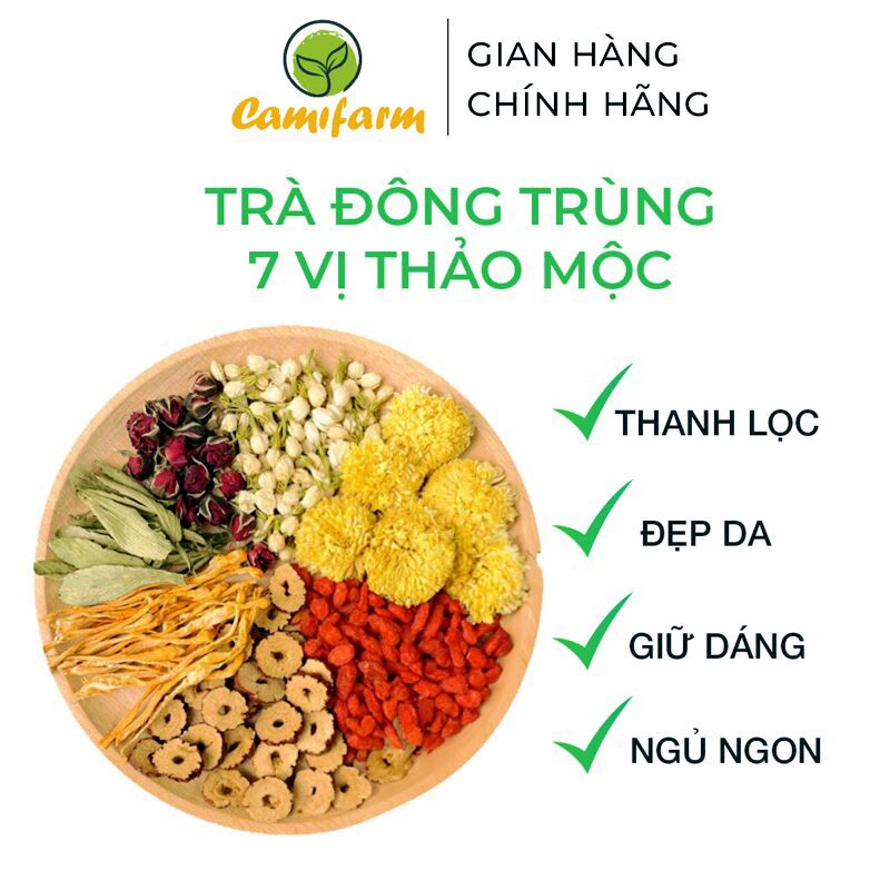 Trà Đông Trùng Hạ Thảo 7 vị thảo mộc - Thanh lọc, đẹp da, giữ dáng, ngủ ngon